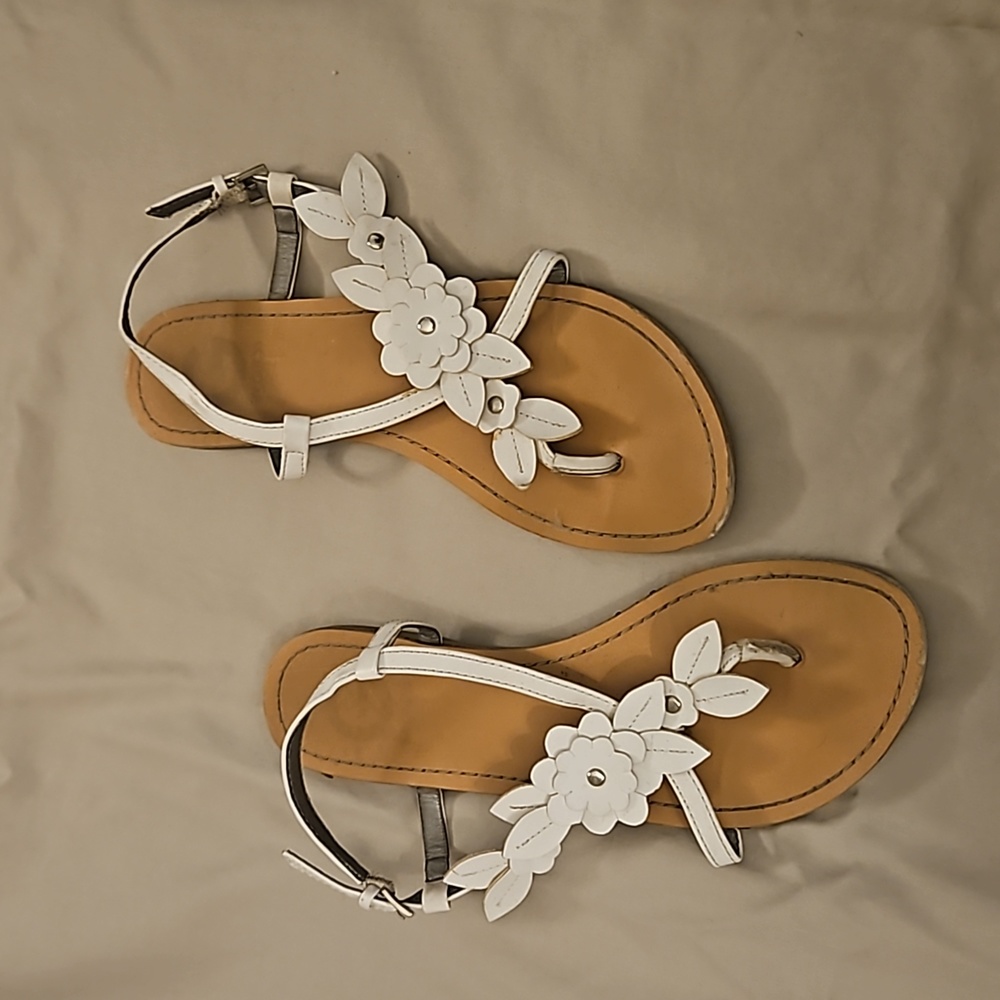 White sandals, guess, size 6.5